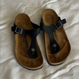 Birkenstock Black and Brown Thong Sandals